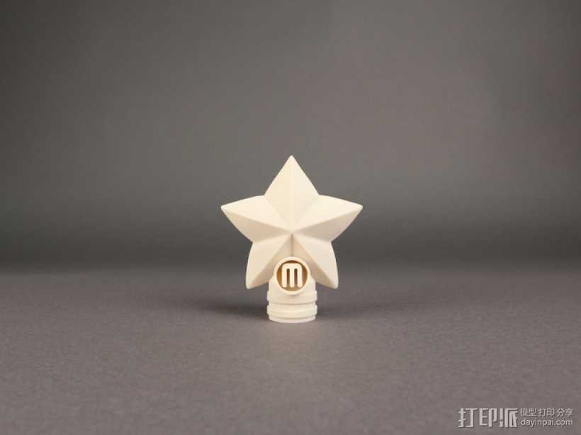 圣诞树顶部星星装饰物  3D打印模型渲染图