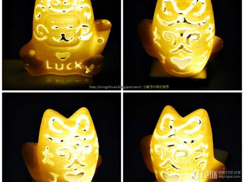 招财猫形镂空灯罩 3D打印模型渲染图