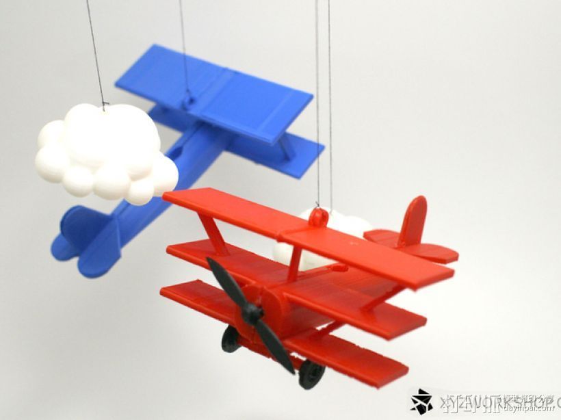 螺旋桨飞机/白云 3D打印模型渲染图