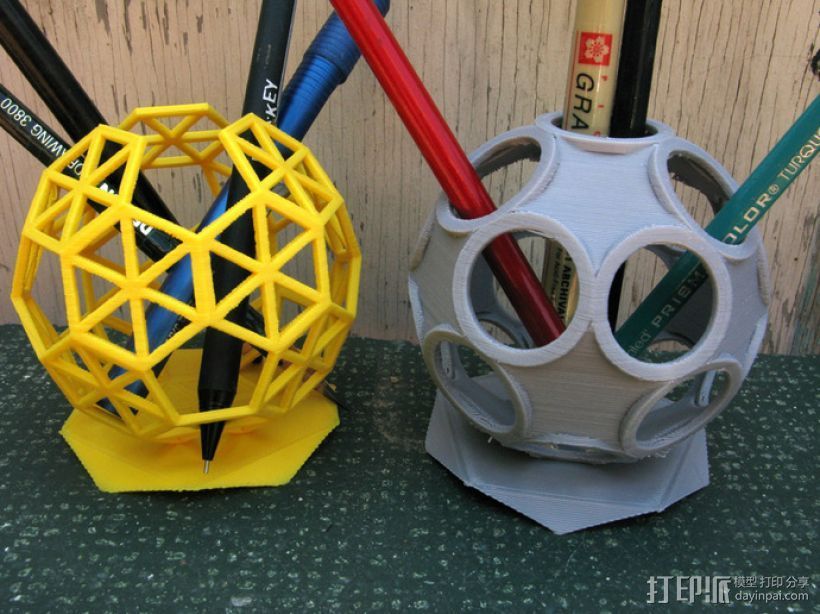 球形镂空笔筒 3D打印模型渲染图