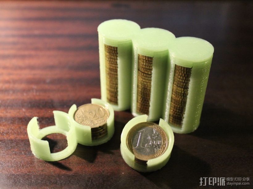 参数化硬币存钱罐 3D打印模型渲染图