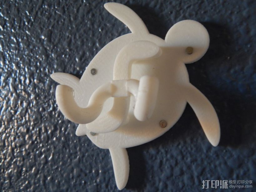 海龟形墙壁挂钩 3D打印模型渲染图