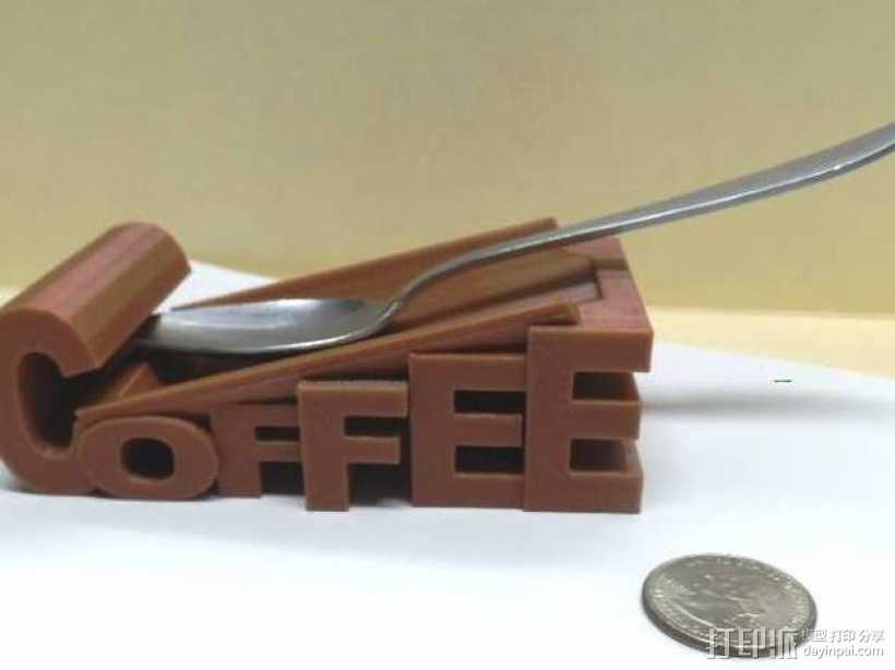 带有咖啡字样的汤匙架 3D打印模型渲染图