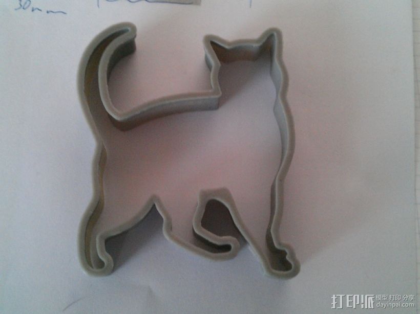 猫形饼干模具切割刀 3D打印模型渲染图