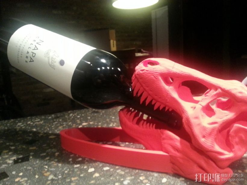 恐龙形葡萄酒瓶支架 3D打印模型渲染图