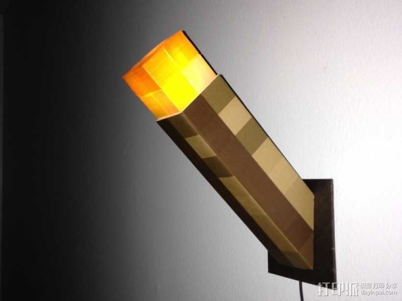 壁挂式Minecraft火炬形小夜灯 3D打印模型渲染图