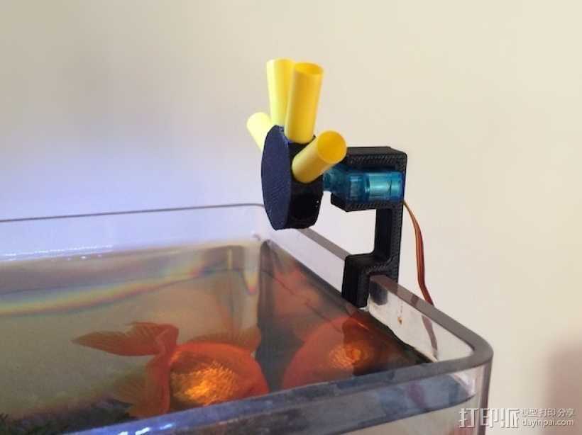 迷你简易喂鱼机 3D打印模型渲染图
