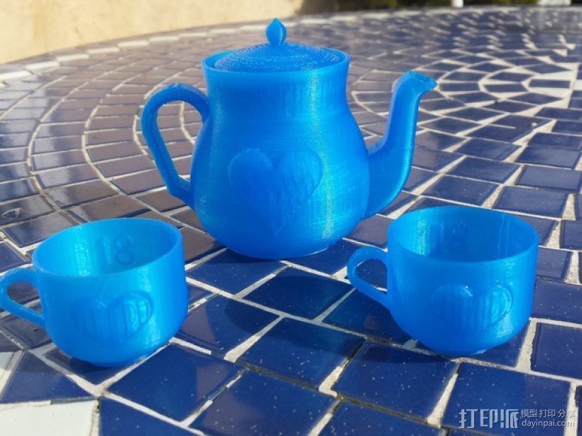 迷你心形茶壶套件 3D打印模型渲染图
