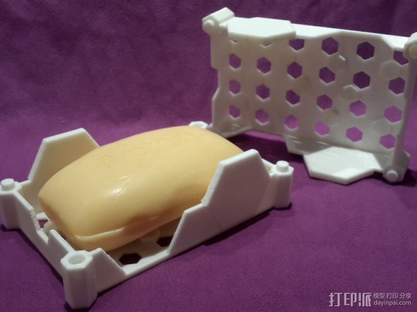 蜂巢形肥皂盒 3D打印模型渲染图
