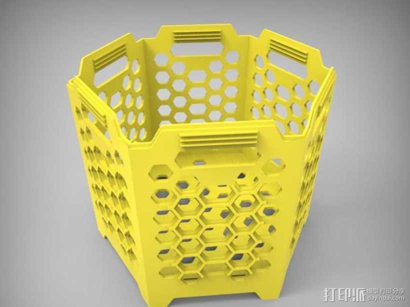 六边形镂空容器 3D打印模型渲染图