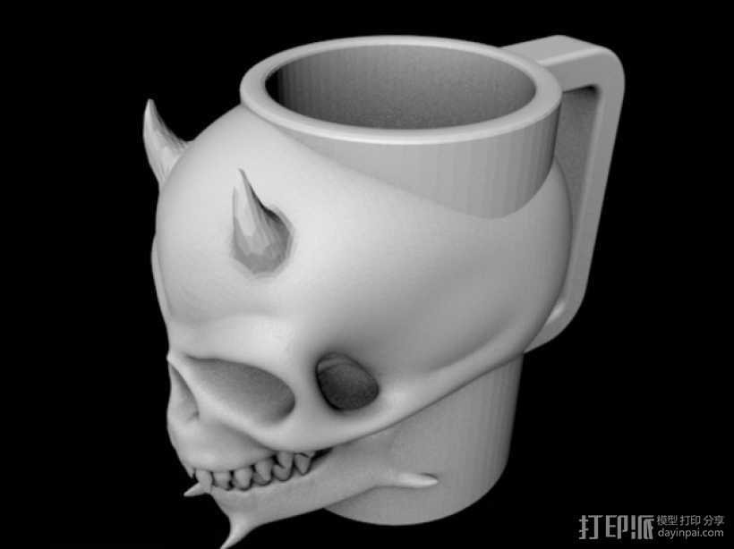 骷髅头马克杯 3D打印模型渲染图