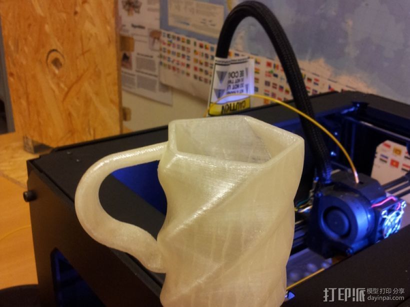 五边形螺旋咖啡杯 3D打印模型渲染图