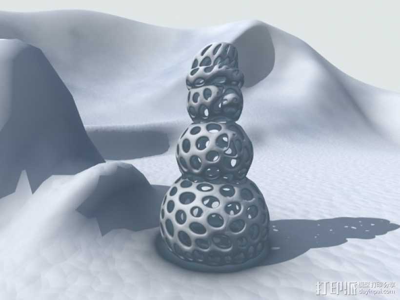 多边形镂空雪人 3D打印模型渲染图