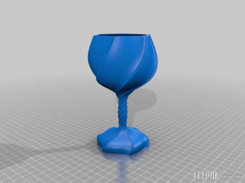 螺旋高脚杯/酒杯 3D打印模型渲染图