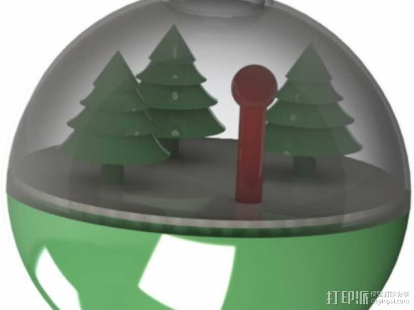 雪景球/雪花玻璃球 装饰品 3D打印模型渲染图