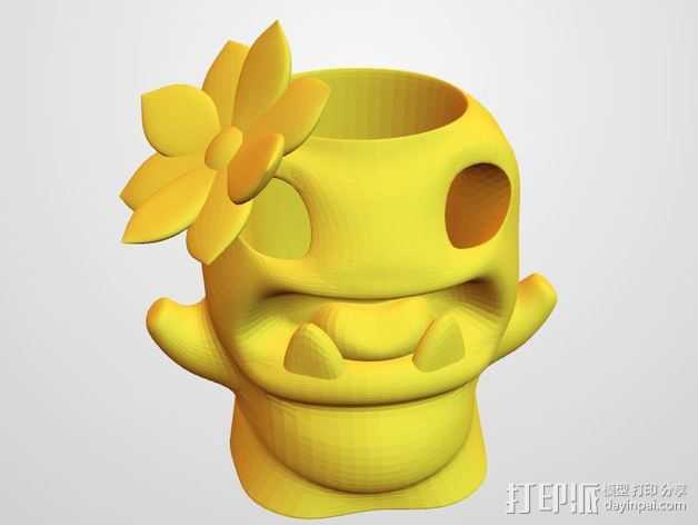 装饰花 小怪兽笔筒 3D打印模型渲染图