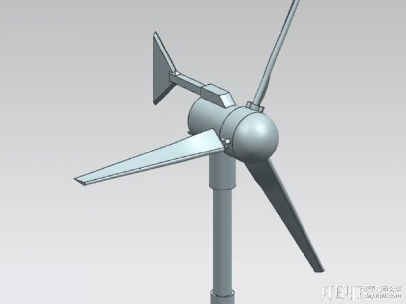 风力涡轮机 3D打印模型渲染图