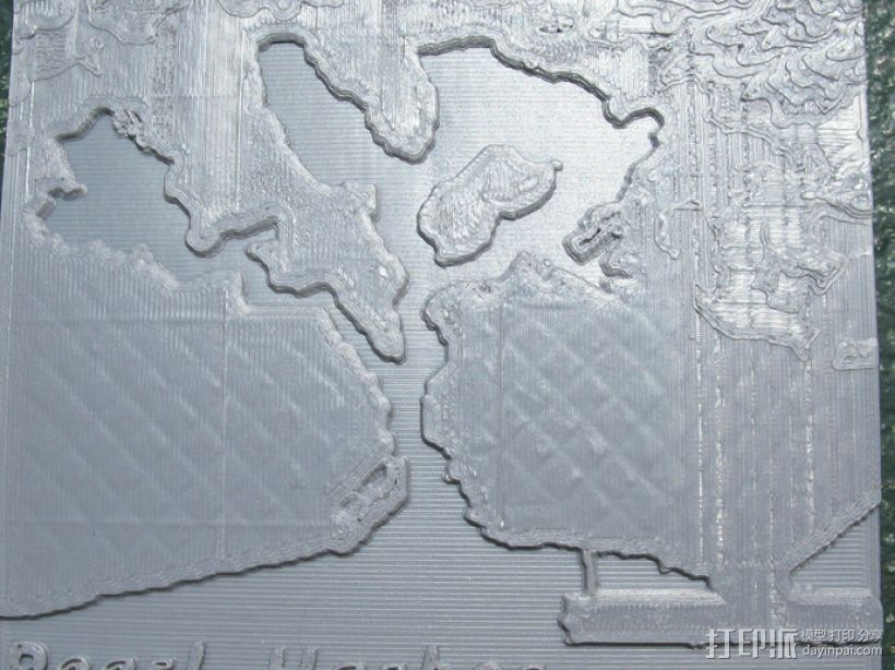 珍珠港和欧胡岛地形图模型 3D打印模型渲染图