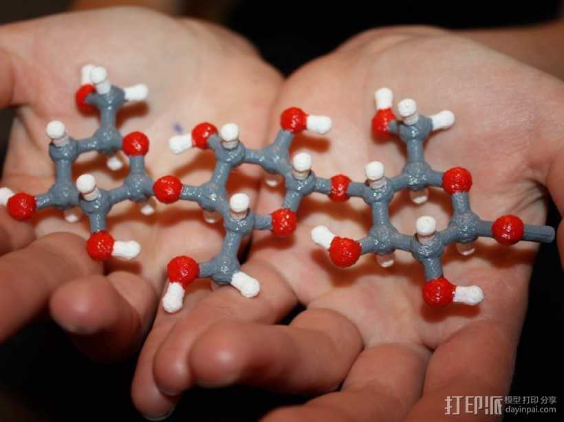 纤维素分子链模型 3D打印模型渲染图