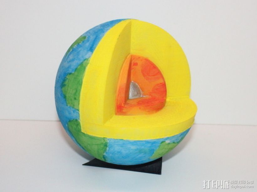 剖面地球模型 3D打印模型渲染图