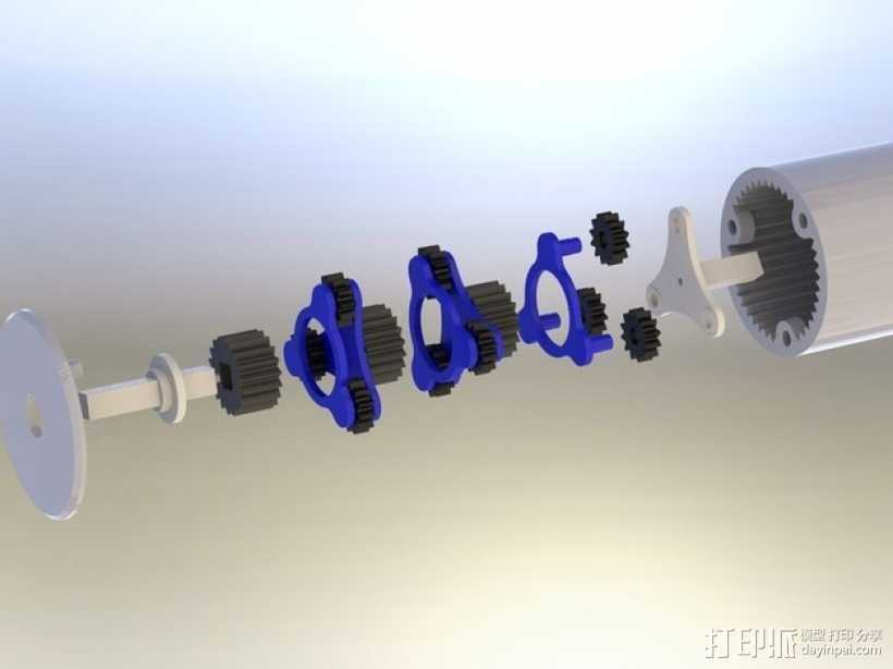 行星齿轮变速器 齿轮箱 3D打印模型渲染图