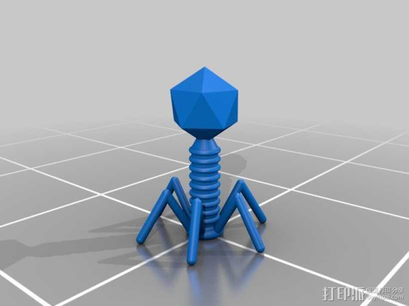 T2 噬菌体病毒模型 3D打印模型渲染图