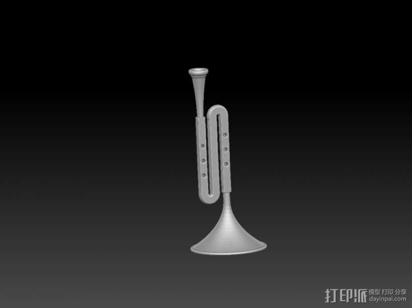 铜管乐器：长号 3D打印模型渲染图