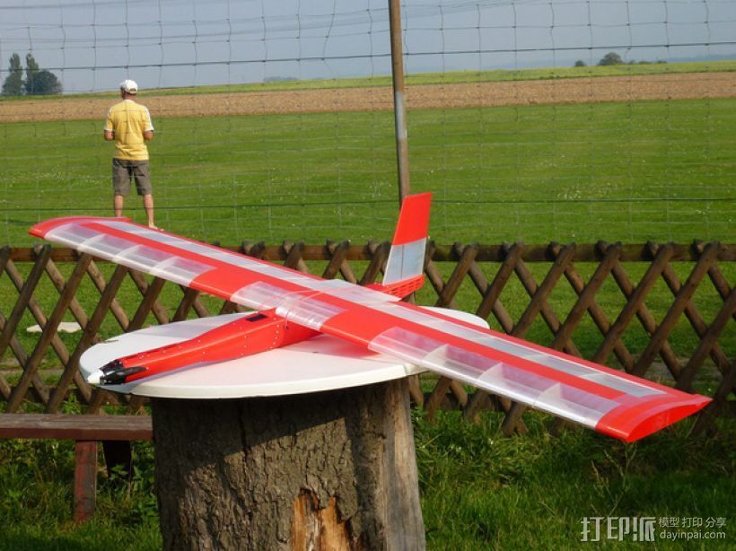 “红色的天鹅”——最大的全打印滑翔机 3D打印模型渲染图