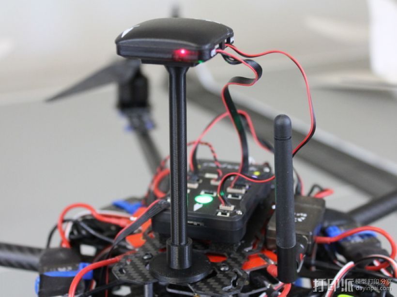 APM and Pixhawk Multirotors飞行器GPS/罗盘站架 3D打印模型渲染图