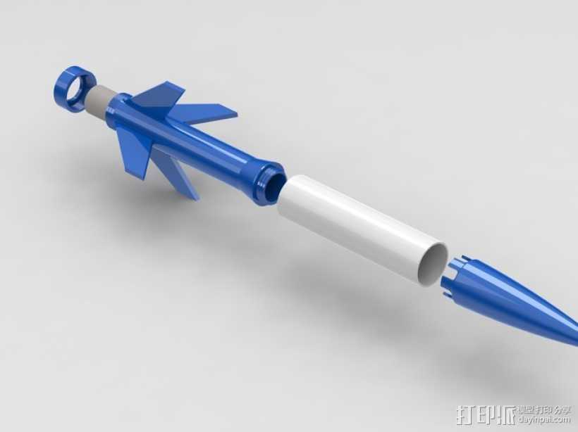 带有前掠翼的打印火箭 3D打印模型渲染图