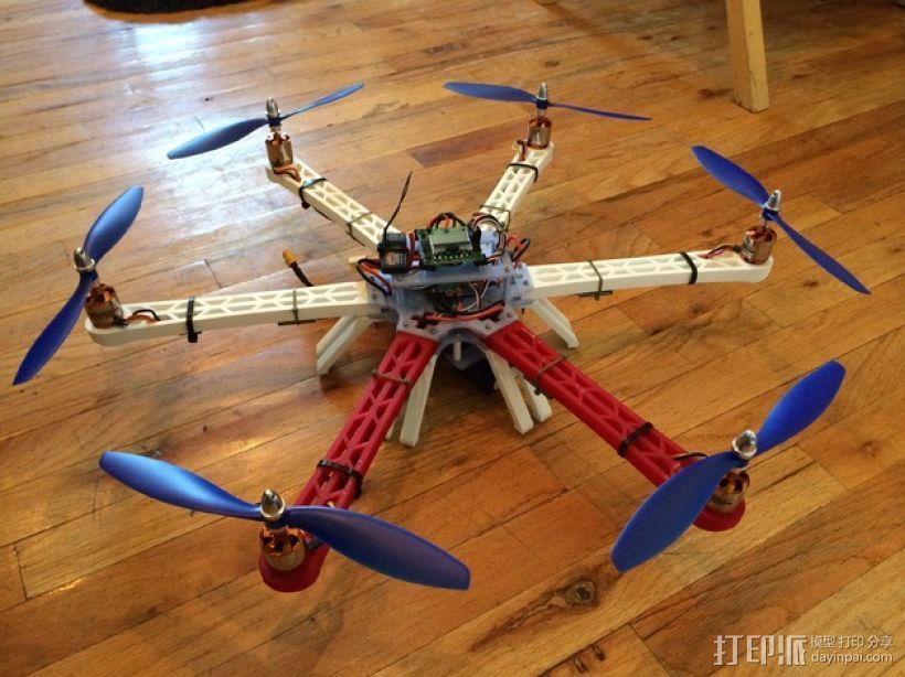 六轴飞行器 3D打印模型渲染图