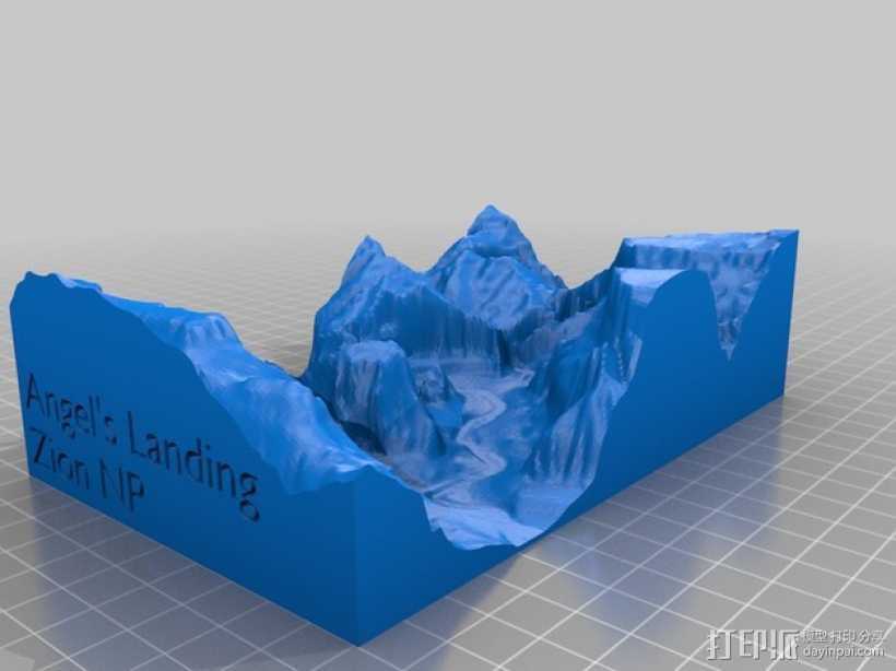 峡谷国家公园地形图 3D打印模型渲染图