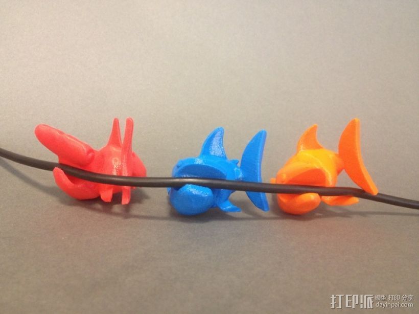 小鲨鱼 线缆夹 3D打印模型渲染图