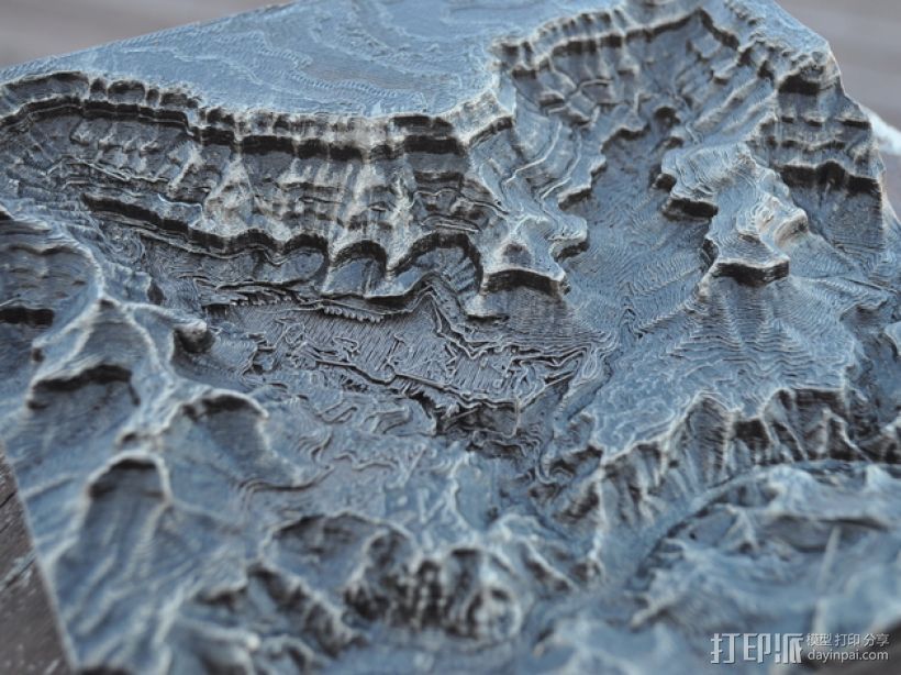大峡谷南部区域 地形图 3D打印模型渲染图