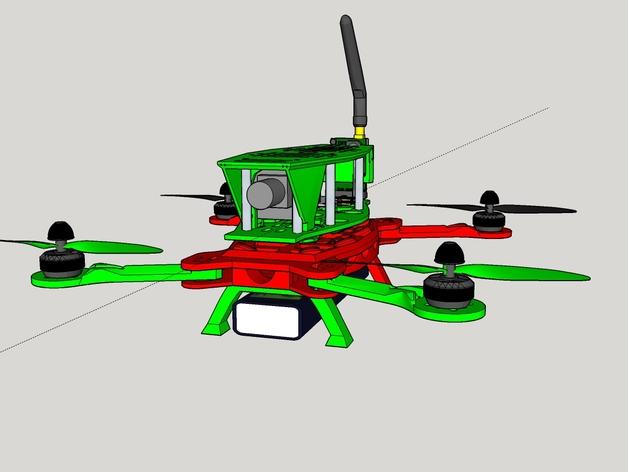 MHQ四轴飞行器框架 3D打印模型渲染图