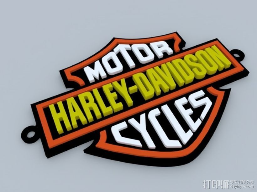哈雷戴维森 摩托车标志 3D打印模型渲染图