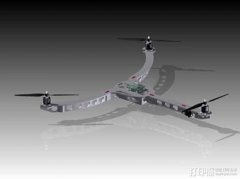 三轴飞行器 3D打印模型渲染图