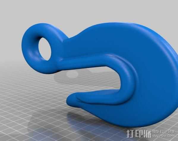 简易鱼钩 3D打印模型渲染图