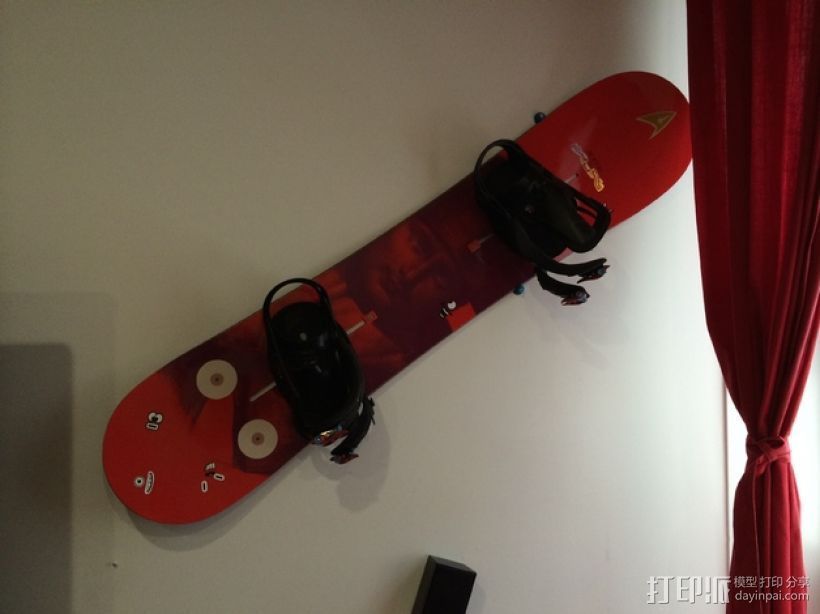 滑雪板 墙壁固定夹 3D打印模型渲染图