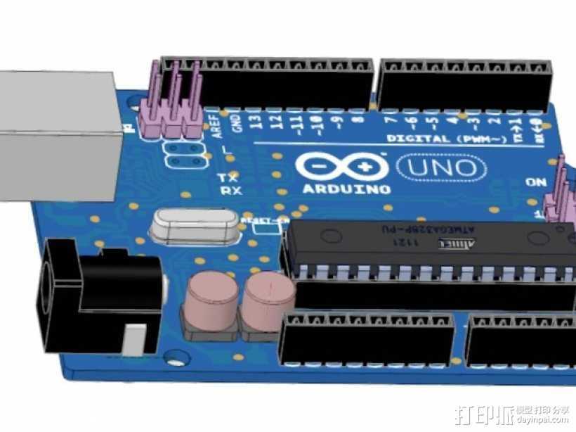 Arduino Uno R3电路板  3D打印模型渲染图