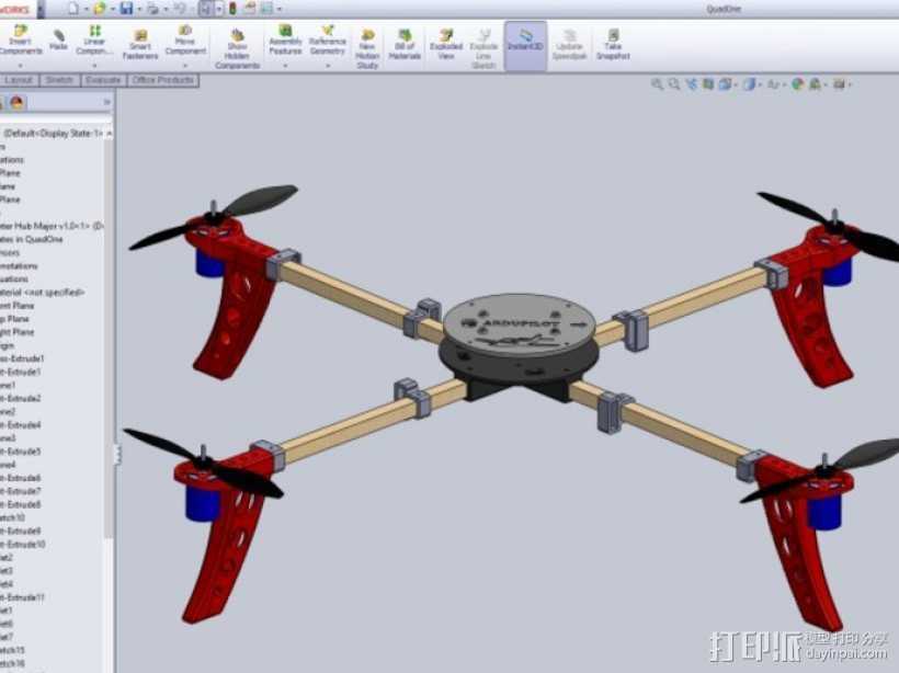 四轴飞行器 发动马达 3D打印模型渲染图