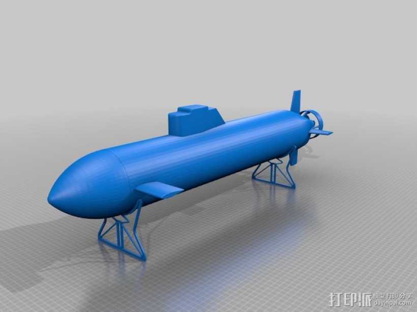 自制RC潜水艇 3D打印模型渲染图