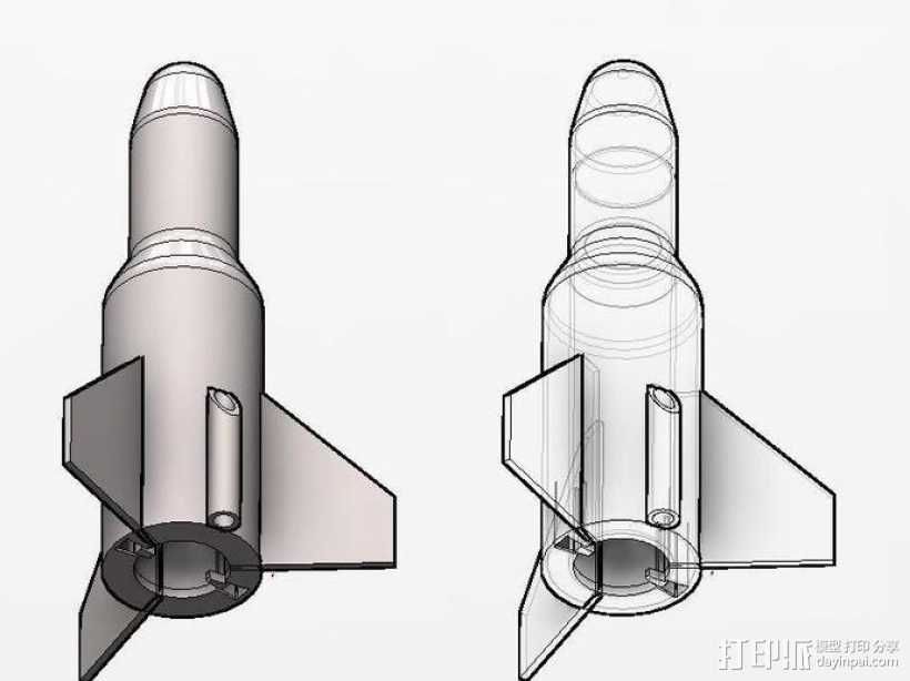 单人火箭模型 3D打印模型渲染图