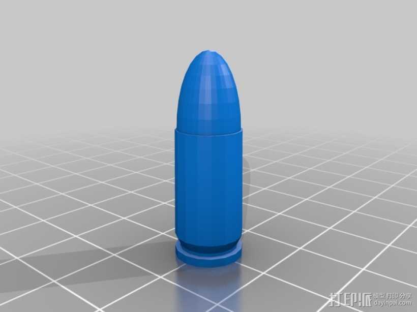 9mm子弹复制品 3D打印模型渲染图