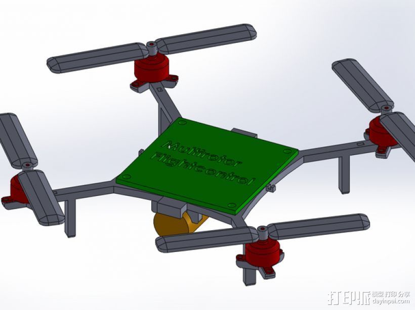 四轴飞行器 3D打印模型渲染图