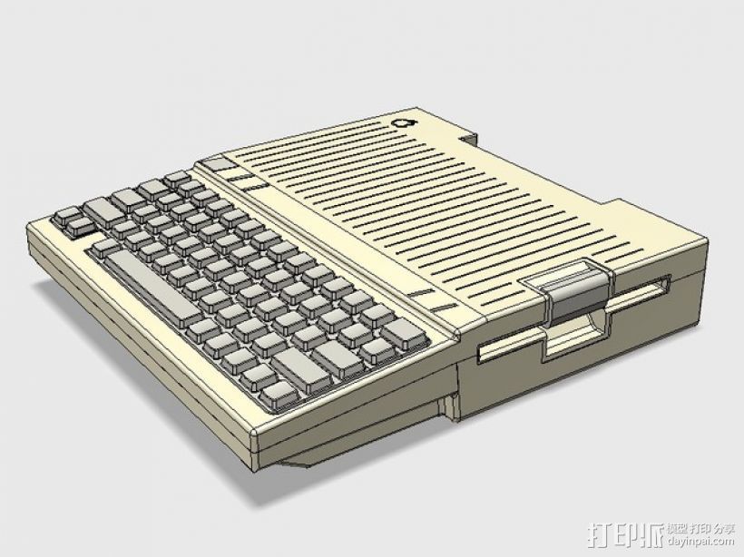 Apple IIc苹果可携式电脑 3D打印模型渲染图