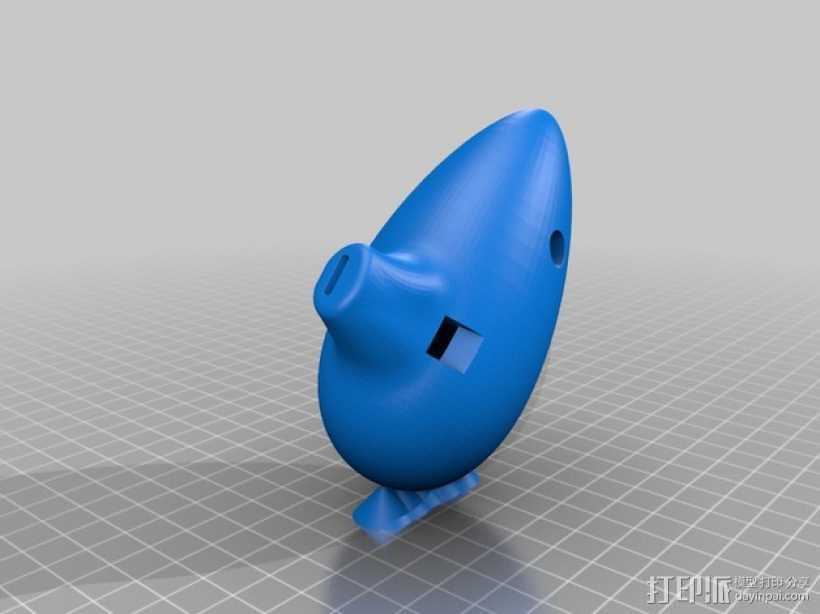 陶制的卵形笛 3D打印模型渲染图
