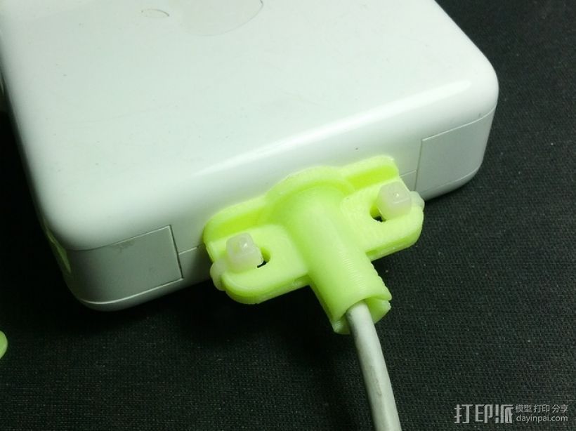苹果电脑充电适配器电缆保护壳 3D打印模型渲染图