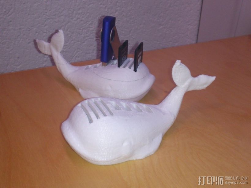 大白鲸 SD卡/usb收纳盒 3D打印模型渲染图