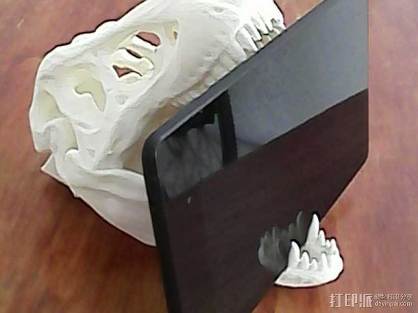 霸王龙头骨平板电脑支撑架 3D打印模型渲染图